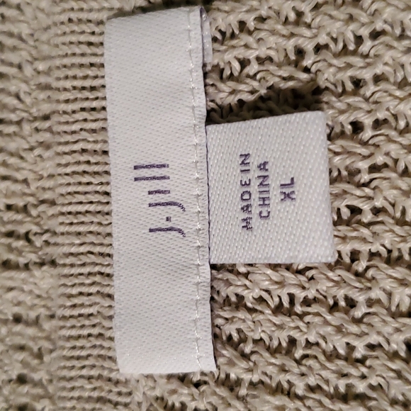 J Jill Linen Blend Open Knit V Neck Sweater Tan Size XL - Picture 6 of 9